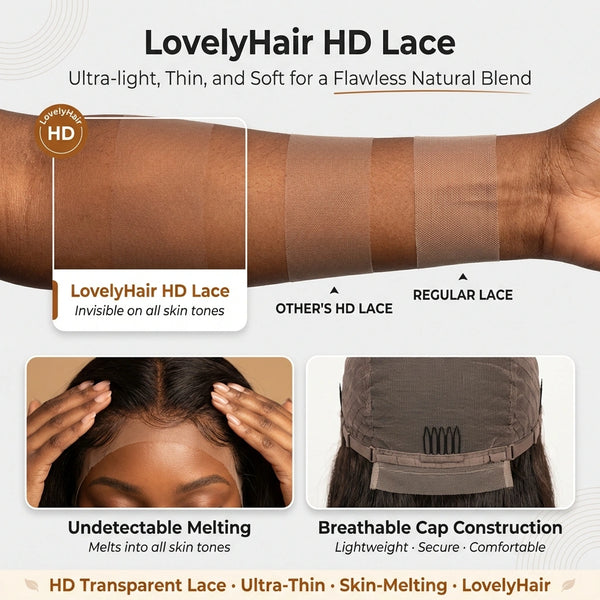 LovelyHair - 100% Raw Thai Human Hair Deep Wave 5x5 7x6 13x4 HD Lace Natural Hairline Wig