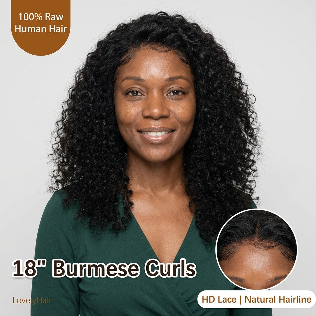 Raw Burmese Curly Human Hair Wig | HD Lace | 18"–30"