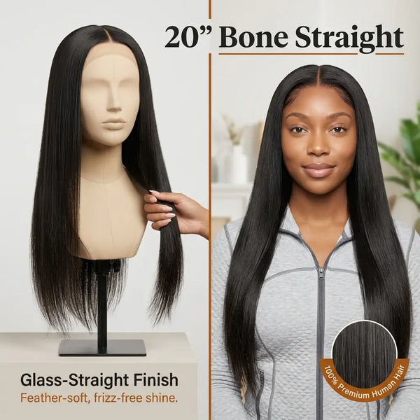 Bone Straight Glueless 5x5 HD Lace Closure Wig – Pre-cut & Bleached
