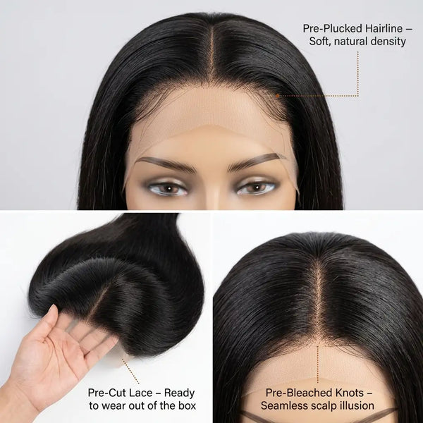 Bone Straight Glueless 5x5 HD Lace Closure Wig – Pre-cut & Bleached