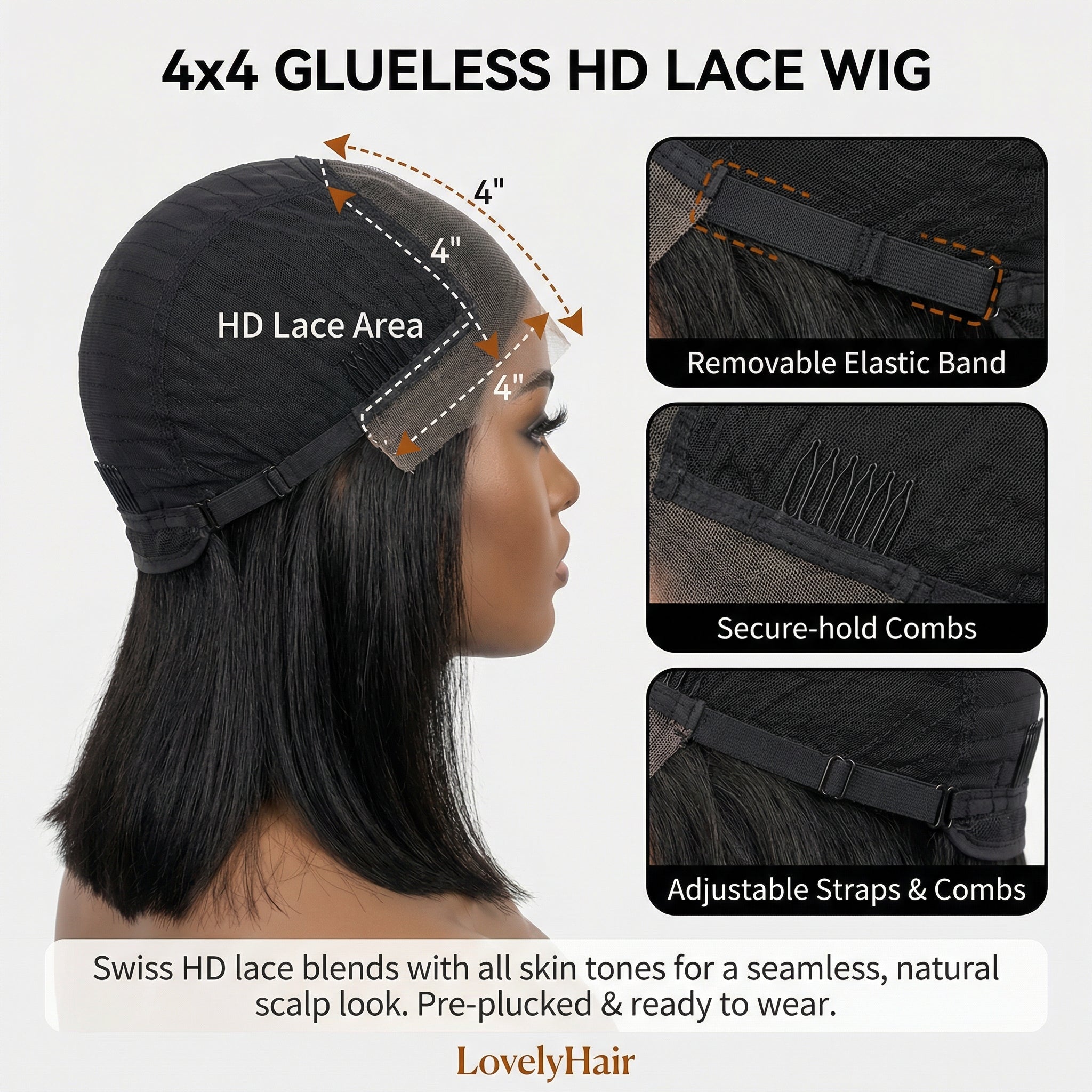Everyday Glueless HD Lace Bob Wig | Raw Human Hair 10-14"