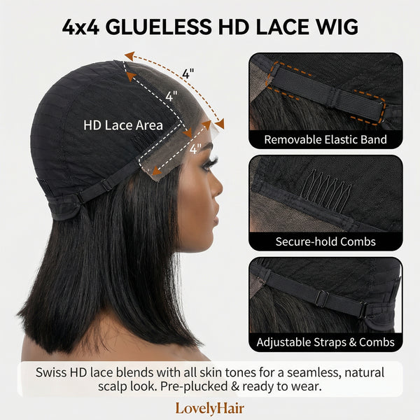Everyday Glueless HD Lace Bob Wig | Raw Human Hair 10-14"