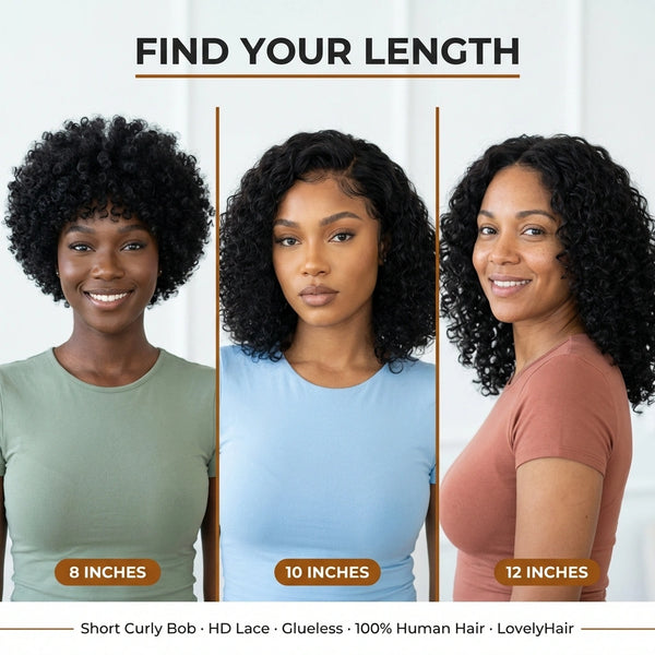Fumi Short Cut Curly Minimalist HD Lace Glueless Side  or Middle Part Wig 100% Human Hair Pre-Cut Lace