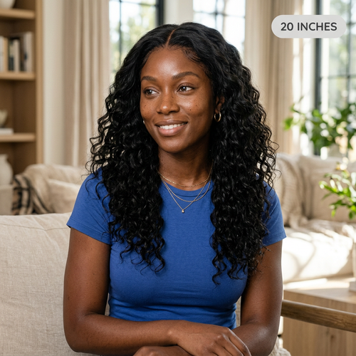 LovelyHair 5 x 5 middle part Water Wave Wig Full, bouncy, Pre-Plucked and natural.