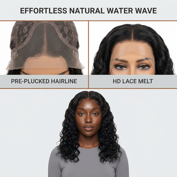 LovelyHair 5 x 5 middle part Water Wave Wig Full, bouncy, Pre-Plucked and natural.