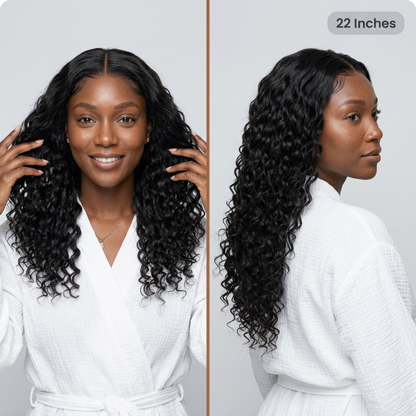 LovelyHair 5 x 5 middle part Water Wave Wig Full, bouncy, Pre-Plucked and natural.