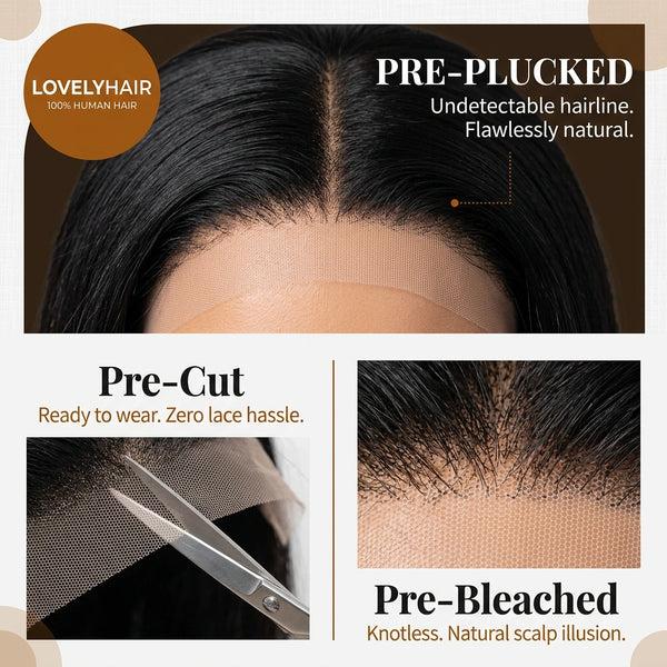 LovelyHair All-Day Comfort Wig 200% Density Deep Wave Glueless 7x6 Closure HD Lace Human Hair Wig Pre-Cut Lace