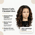 LovelyHair Funmi Curl Glueless Wig – Chestnut Brown Highlight Bouncy HD Lace thumbnail