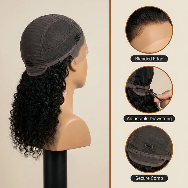LovelyHair middle and side part 180% Density Kinky Curly/ Yaki look Wig