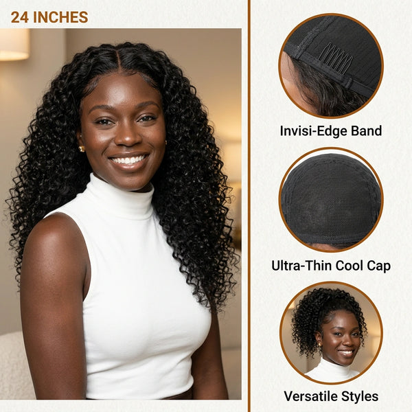 LovelyHair middle and side part 180% Density Kinky Curly/ Yaki look Wig