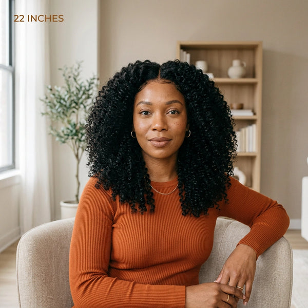 LovelyHair middle and side part 180% Density Kinky Curly/ Yaki look Wig