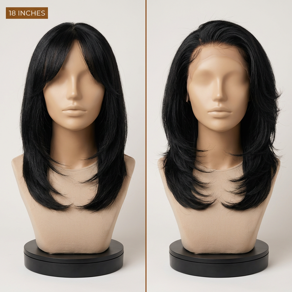 LovelyHair All-Day Comfort Wig 180% Density Butterfly Cut Layered Light Yaki Straight Glueless 7x6 Closure HD Lace Human Hair Wig Pre-Cut Lace