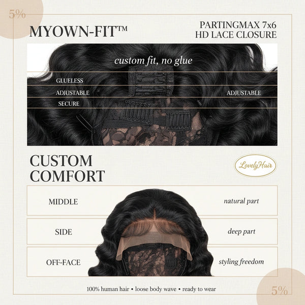 Elegancia Glueless 7x6 Closure HD Lace Loose Body Wave Long Wig Pre-Cut Lace