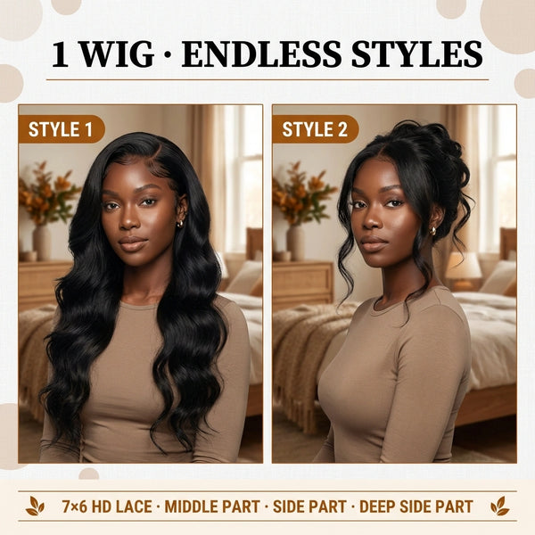 Elegancia Glueless 7x6 Closure HD Lace Loose Body Wave Long Wig Pre-Cut Lace