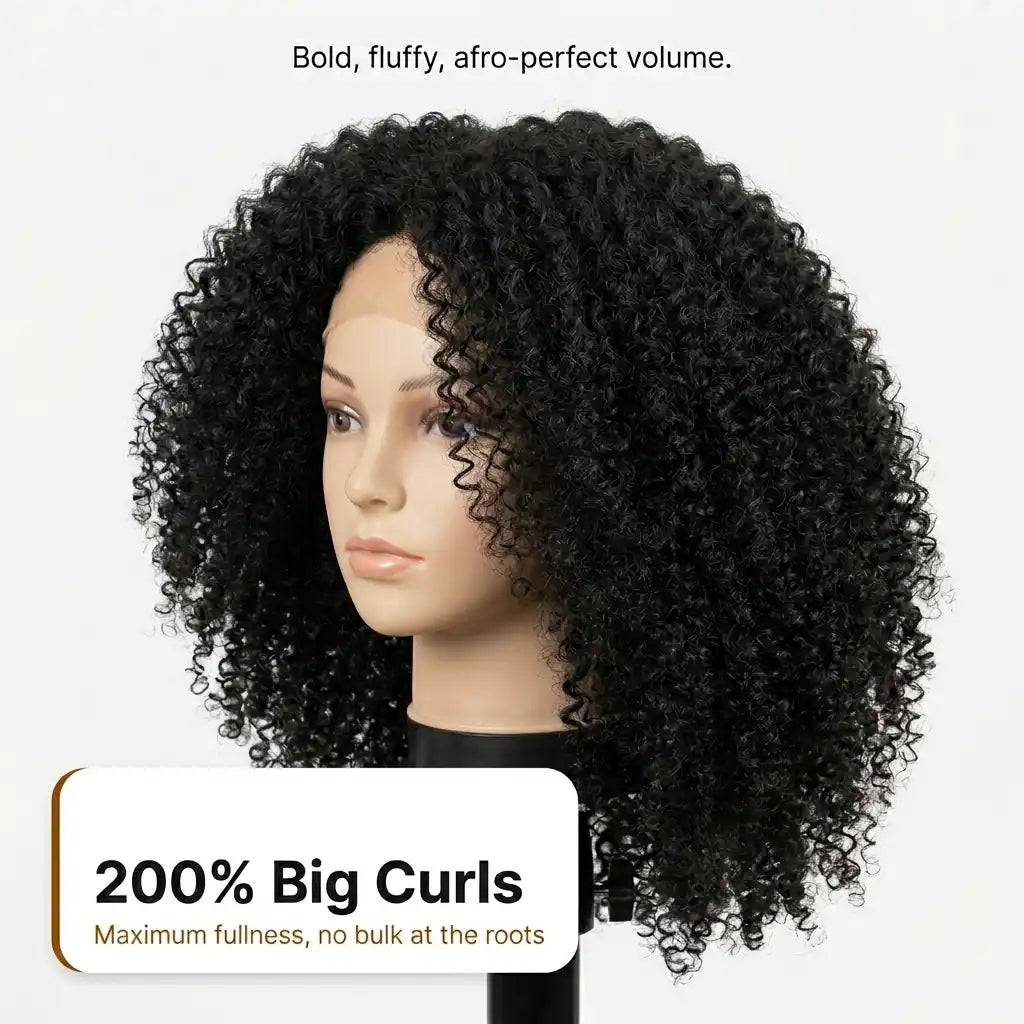 Natural Black - LovelyHair Crown Curls Kinky Curly Glueless Wig – 200% Density Afro Texture