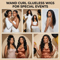 Natural Black - LovelyHair Wand Curl Bouncy Glueless Wig – 180% Density Defined Curls HD Lace thumbnail