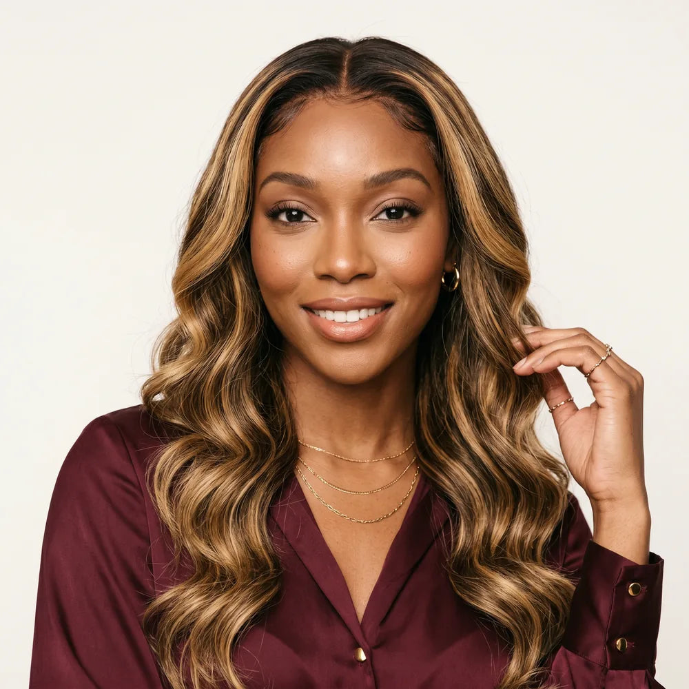 Raw Peruvian Body Wave Wig | Honey Blonde Highlights | 5x5 HD Lace Closure | 18"-26"