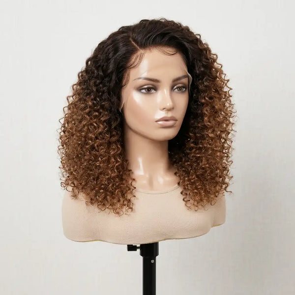 Soft tangle free Naya Ombre - Fluffy Kinky Curl Glueless Minimalist HD Lace Wig Ready to Go - alternate view