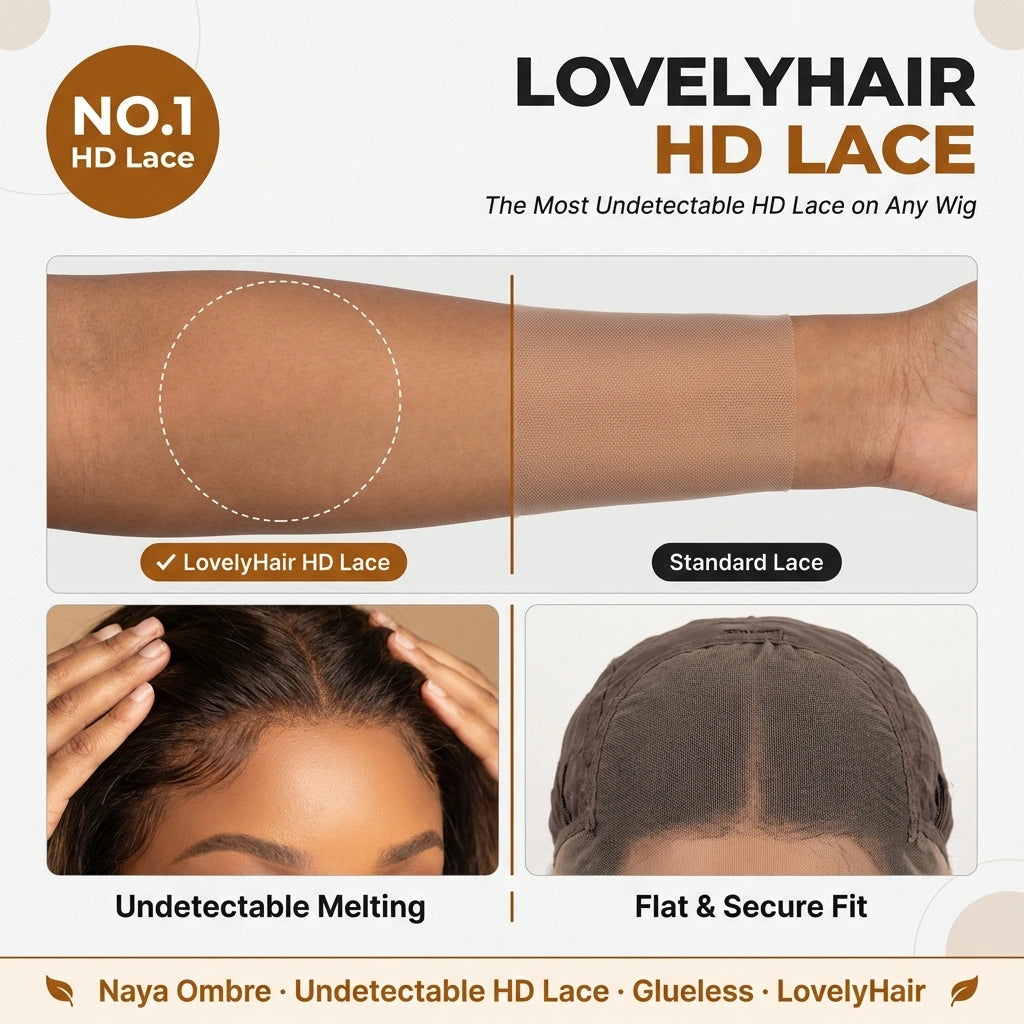 Soft tangle free Naya Ombre - Fluffy Kinky Curl Glueless Minimalist HD Lace Wig Ready to Go