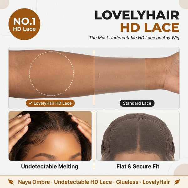 Soft tangle free Naya Ombre - Fluffy Kinky Curl Glueless Minimalist HD Lace Wig Ready to Go