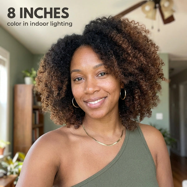 Soft tangle free Naya Ombre - Fluffy Kinky Curl Glueless Minimalist HD Lace Wig Ready to Go