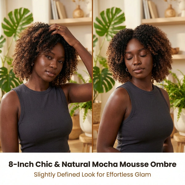 Soft tangle free Naya Ombre - Fluffy Kinky Curl Glueless Minimalist HD Lace Wig Ready to Go