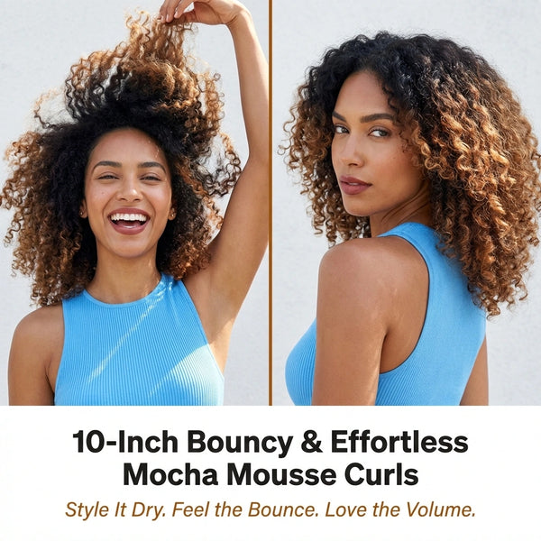 Soft tangle free Naya Ombre - Fluffy Kinky Curl Glueless Minimalist HD Lace Wig Ready to Go