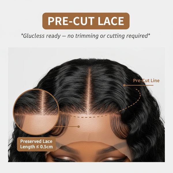 Lily Wet and Wavy 5x5 Closure Pre-Cut Lace Water Wave Wig Glueless Side Part Human Hair Wig