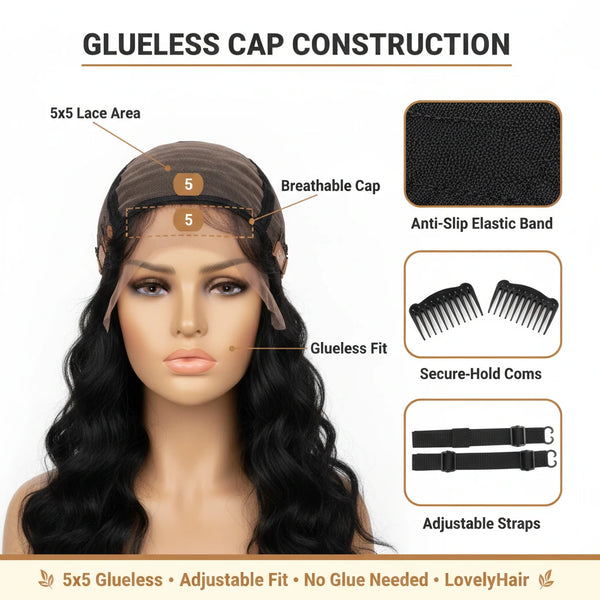 Lily Wet and Wavy 5x5 Closure Pre-Cut Lace Water Wave Wig Glueless Side Part Human Hair Wig