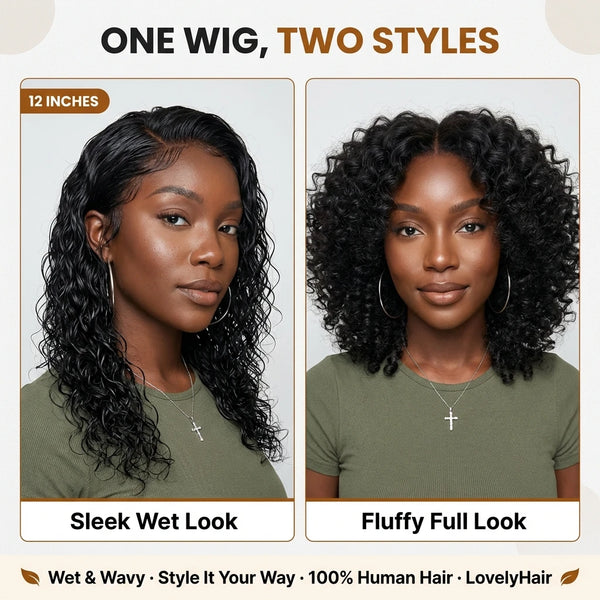 Lily Wet and Wavy 5x5 Closure Pre-Cut Lace Water Wave Wig Glueless Side Part Human Hair Wig