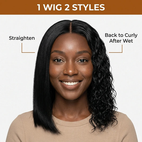 Lily Wet and Wavy 5x5 Closure Pre-Cut Lace Water Wave Wig Glueless Side Part Human Hair Wig